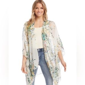 Karen Kane Open Front Sheer Floral Kimono